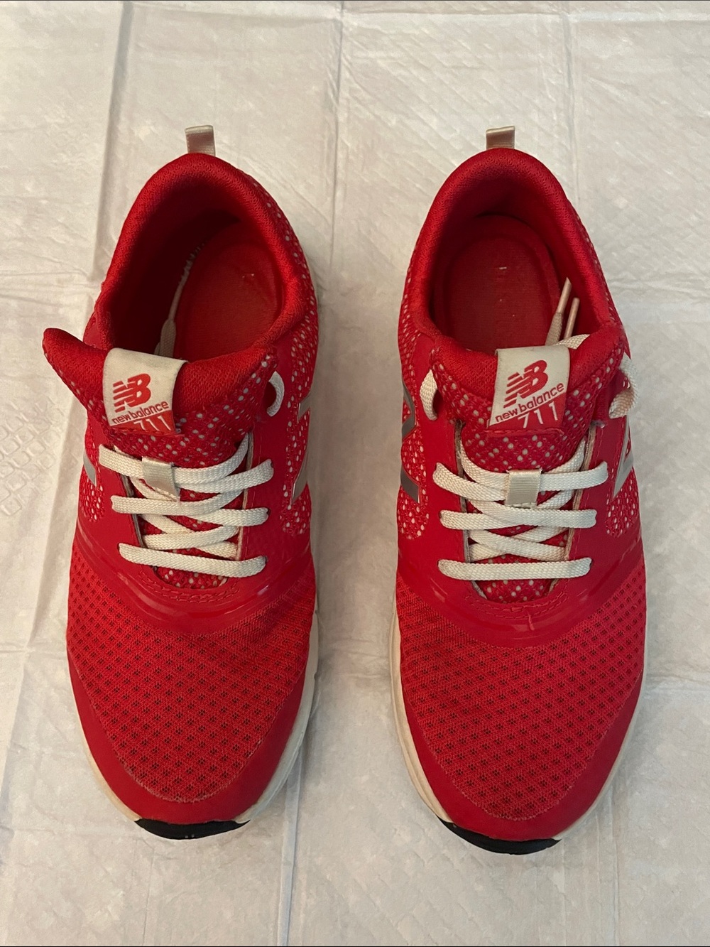 New Balance Red and White Athletic Sneakers